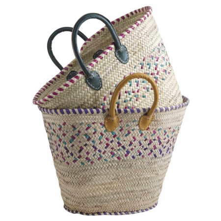 Couffin Palmier Cuir Color&eacute;