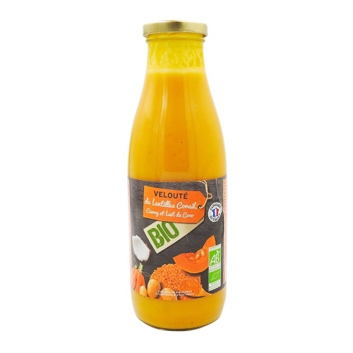 Velout� de Lentilles Corail, Curry et Lait de Coco Bio